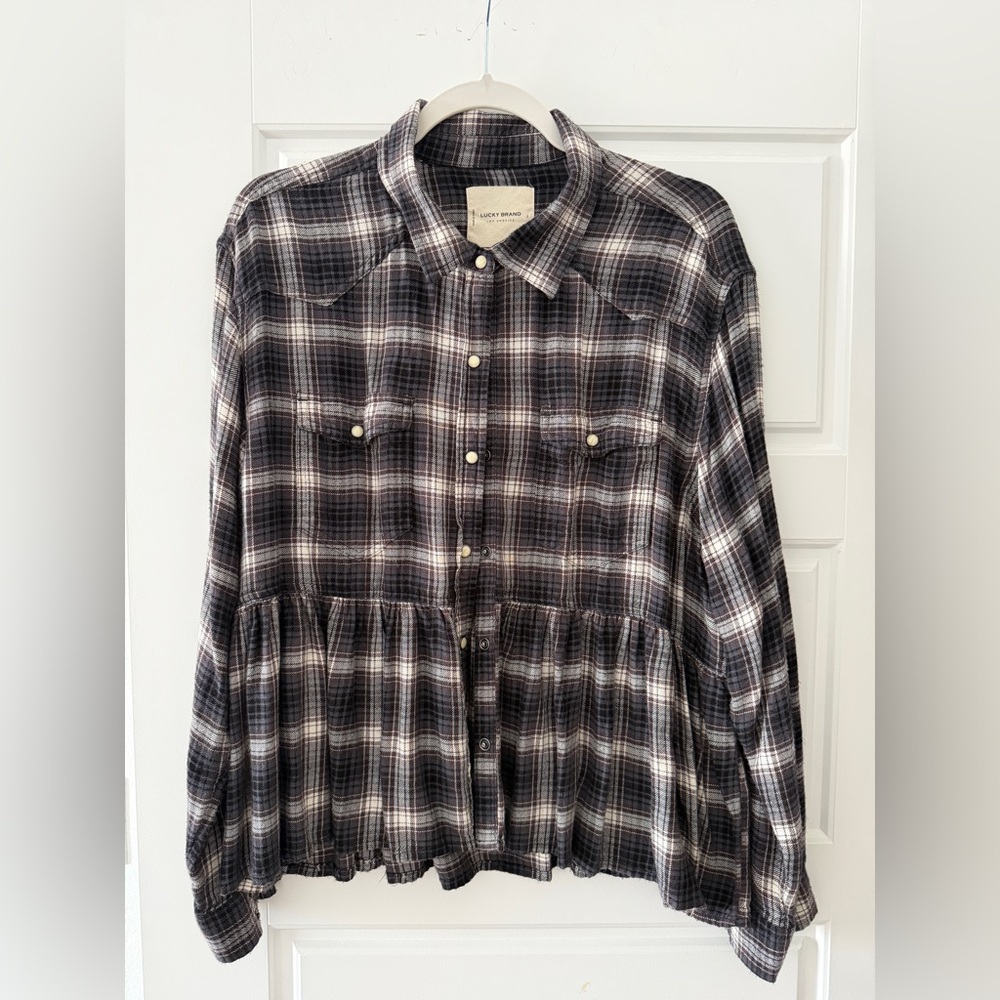 Lucky Brand Black and White Plaid Shirt